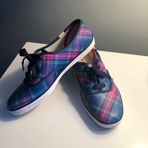 Keds navy blue/red plaid sneakers Sz 7